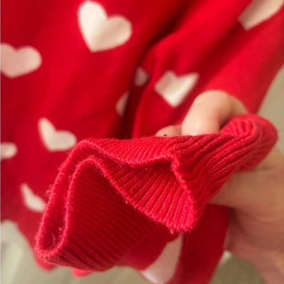 Marled Red Sweater with White heart Accents - Picture 7 of 8